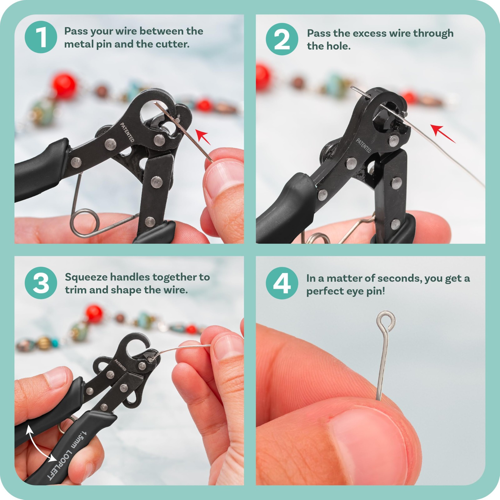 Left Handed 1.5MM Looping Pliers for Jewelry Making Comfortable Spring Action
