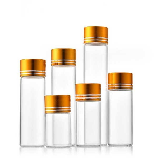 Bulk Buy Empty 5ml-200ml Clear Glass Jar Bottles With Aluminum Gold Line Caps AP
