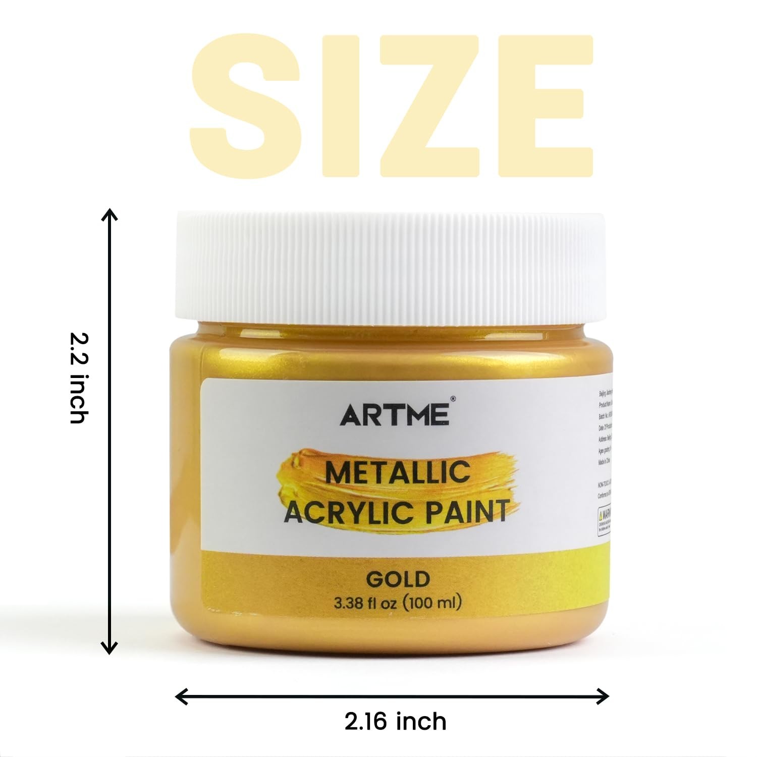 ARTME Acrylic Paint Metallic Gold, 100ml Gold 3.38 Fl Oz (Pack of 1),