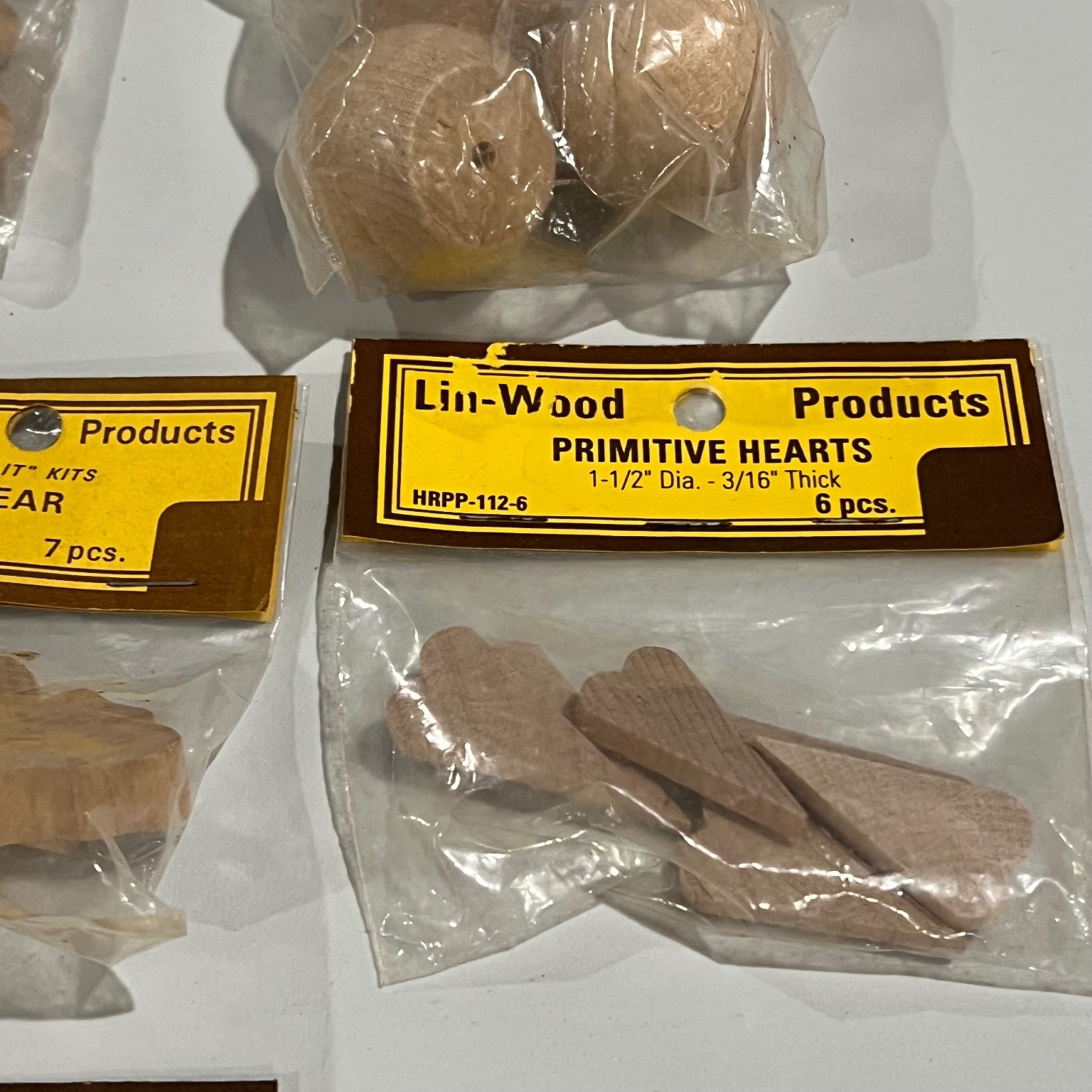 Lin-Wood Products Wooden Craft Pieces Mixed Lot of 6 New Old Stock USA