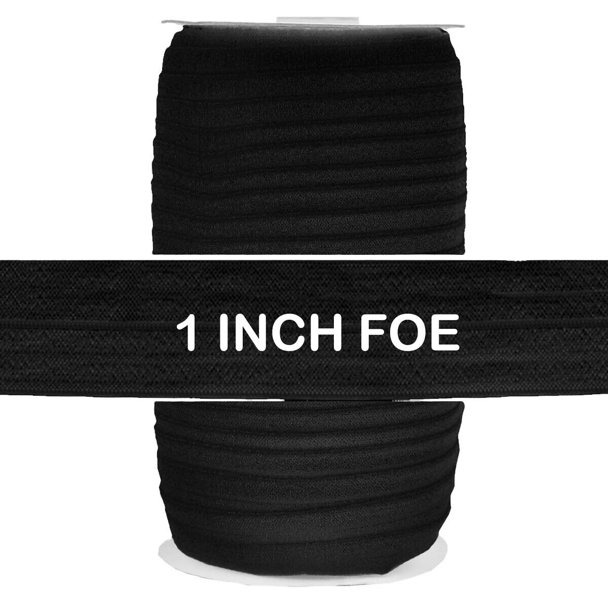 Black 1″ (25mm wide) Fold Over Sewing Elastic FOE – Elastic by the Yard