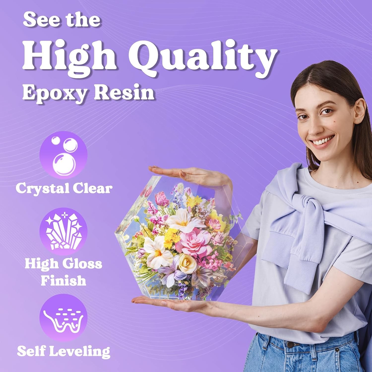 1/2 Gallon Epoxy Resin Kit, Crystal Clear for Art, Jewelry, Crafts