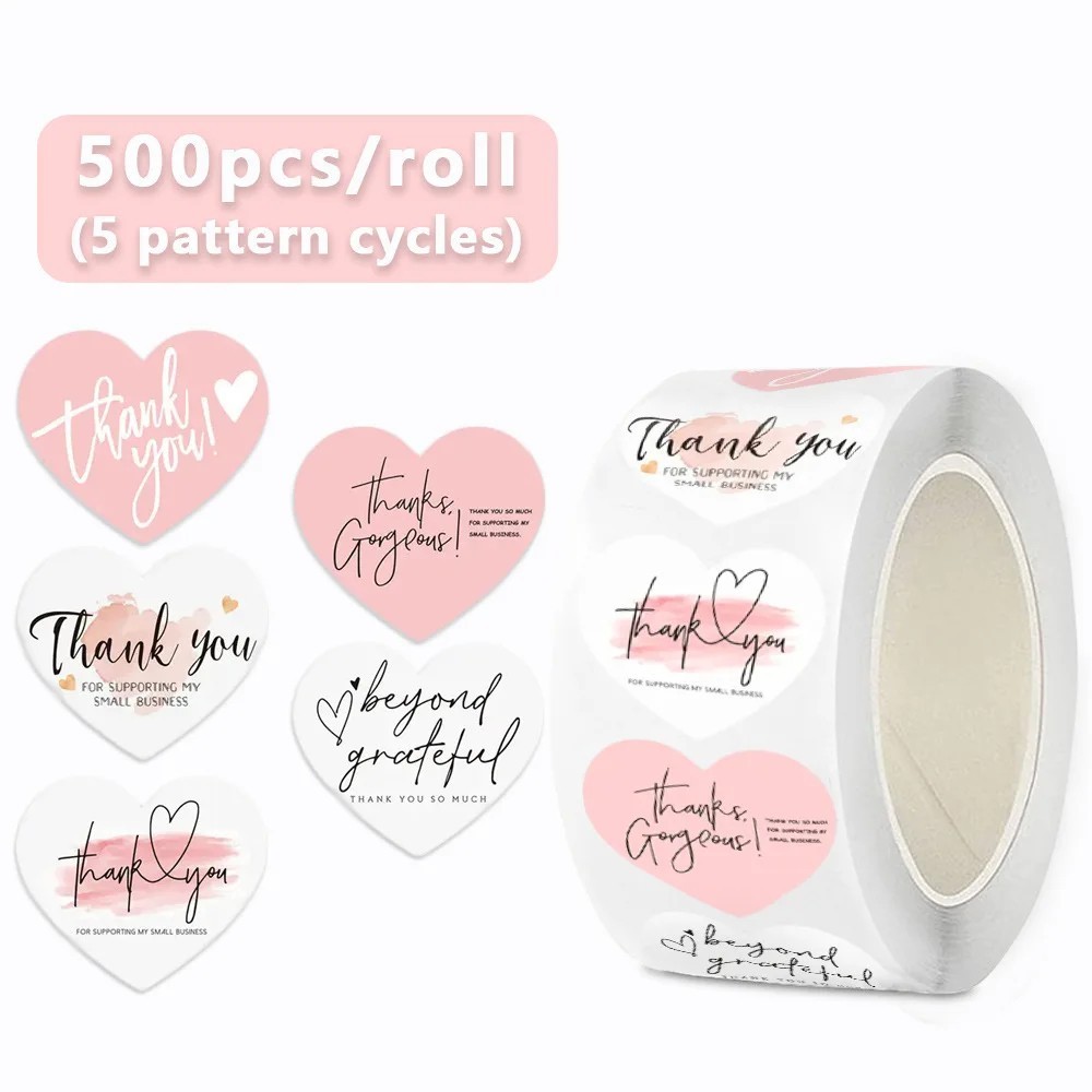 500PCS Thank You For Supporting My Business Decals Seals Labels Craft Stickers