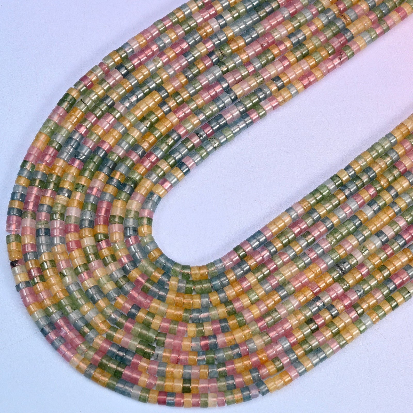 Multicolor Fluorite Smooth Heishi Disc Beads: Jewelry Making Supply