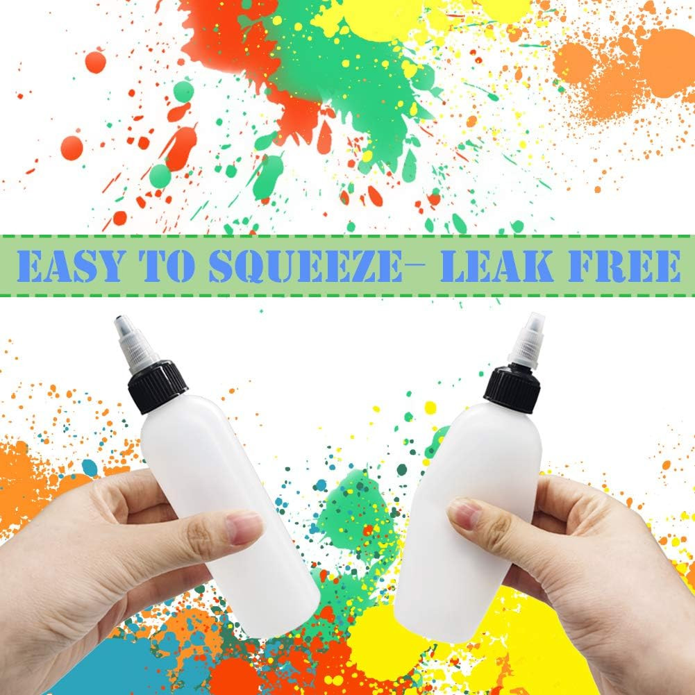20-Pack 4oz/120ml Plastic Boston Squeeze Bottles with Twist Top Cap, White LDPE