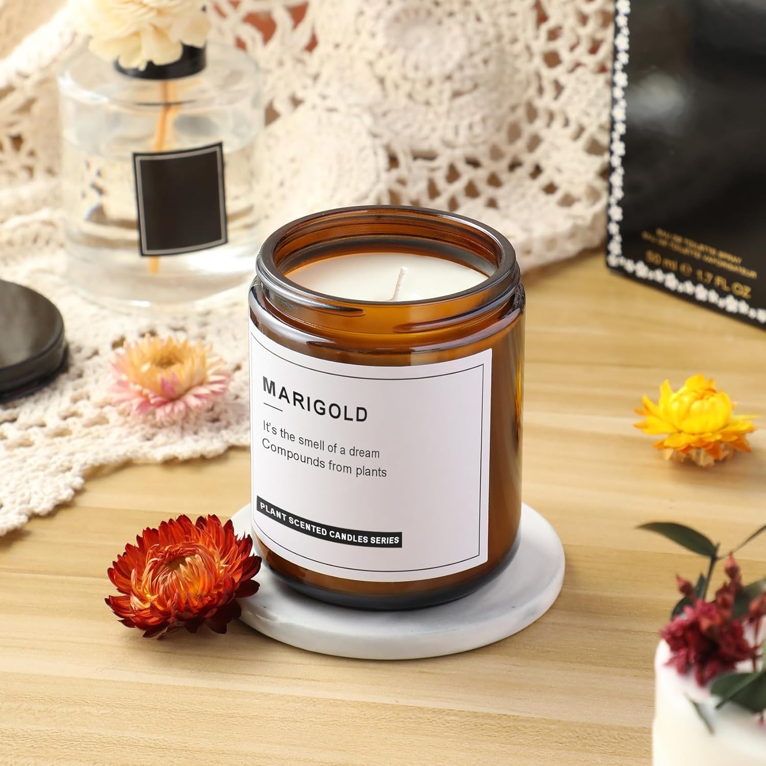 12 Pack, 8 OZ Dark Amber Candle Jars for Making Candle – Thick Glass Jars