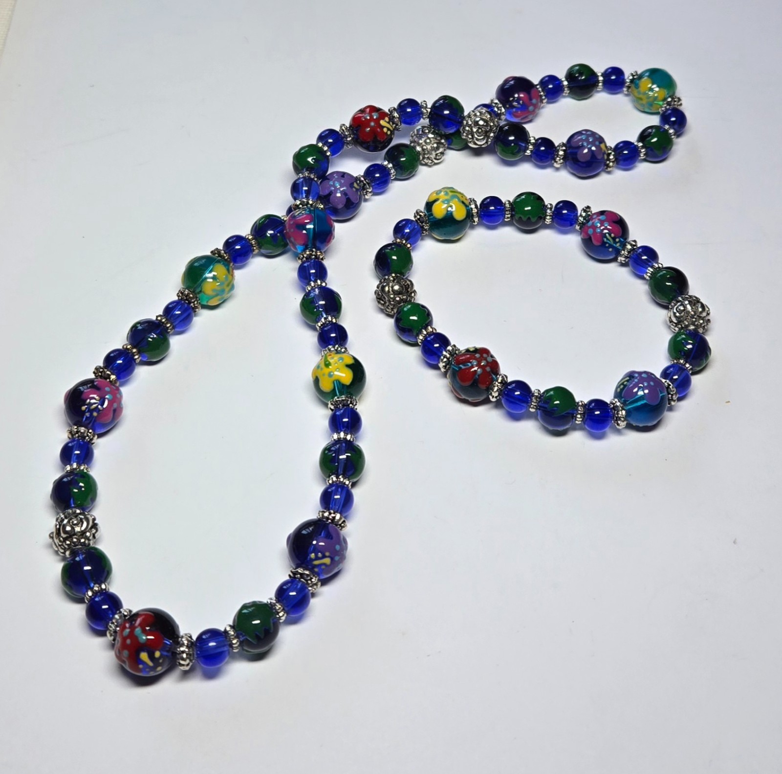 Flower Beads Round Navy Blue Beads for Jewelry Beads DIY craft 100 pcs 10mm