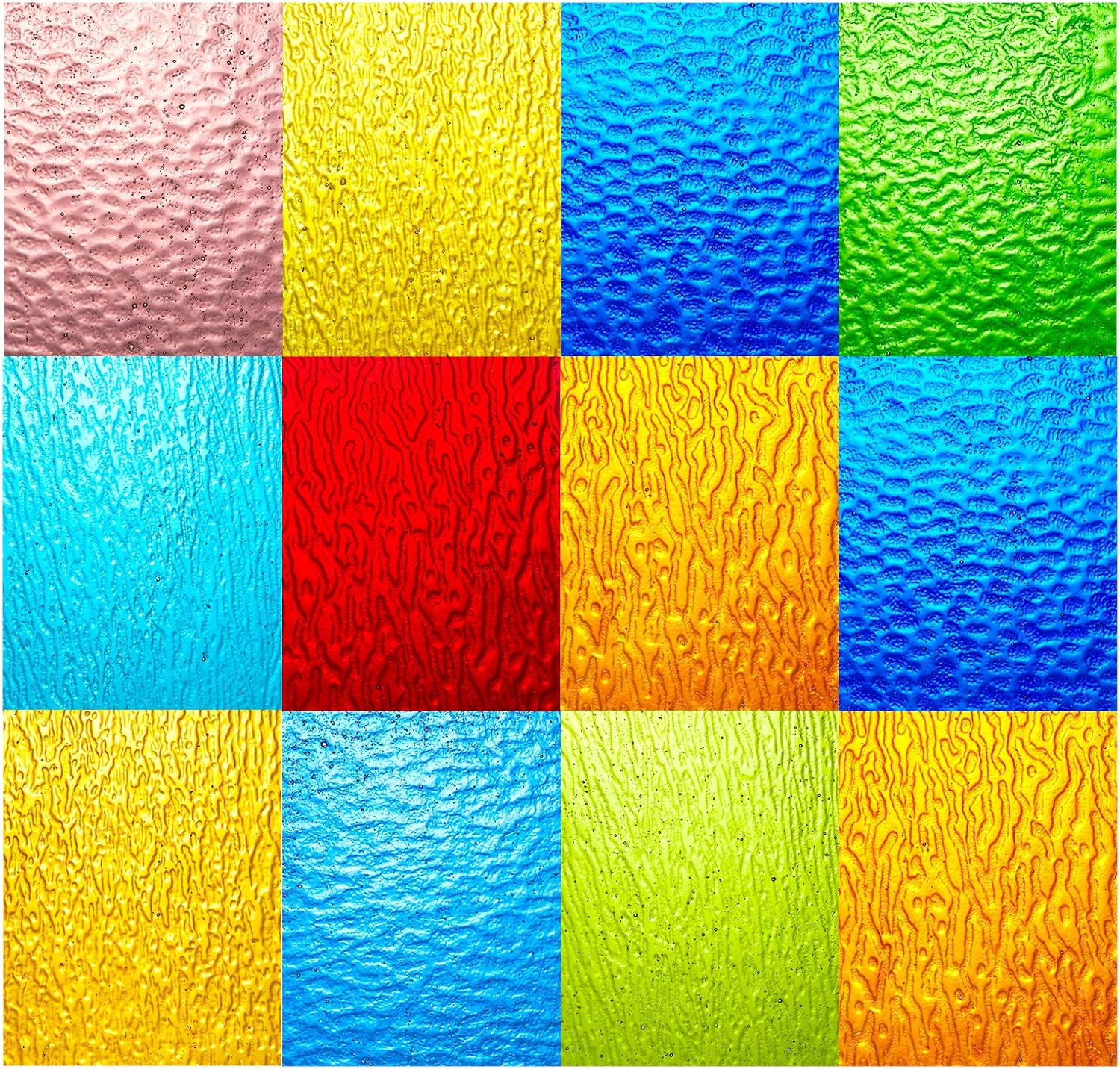 10 Sheets Bright Variety Transparent Textured Stained Glass Sheets Pack, 4 X 6 I