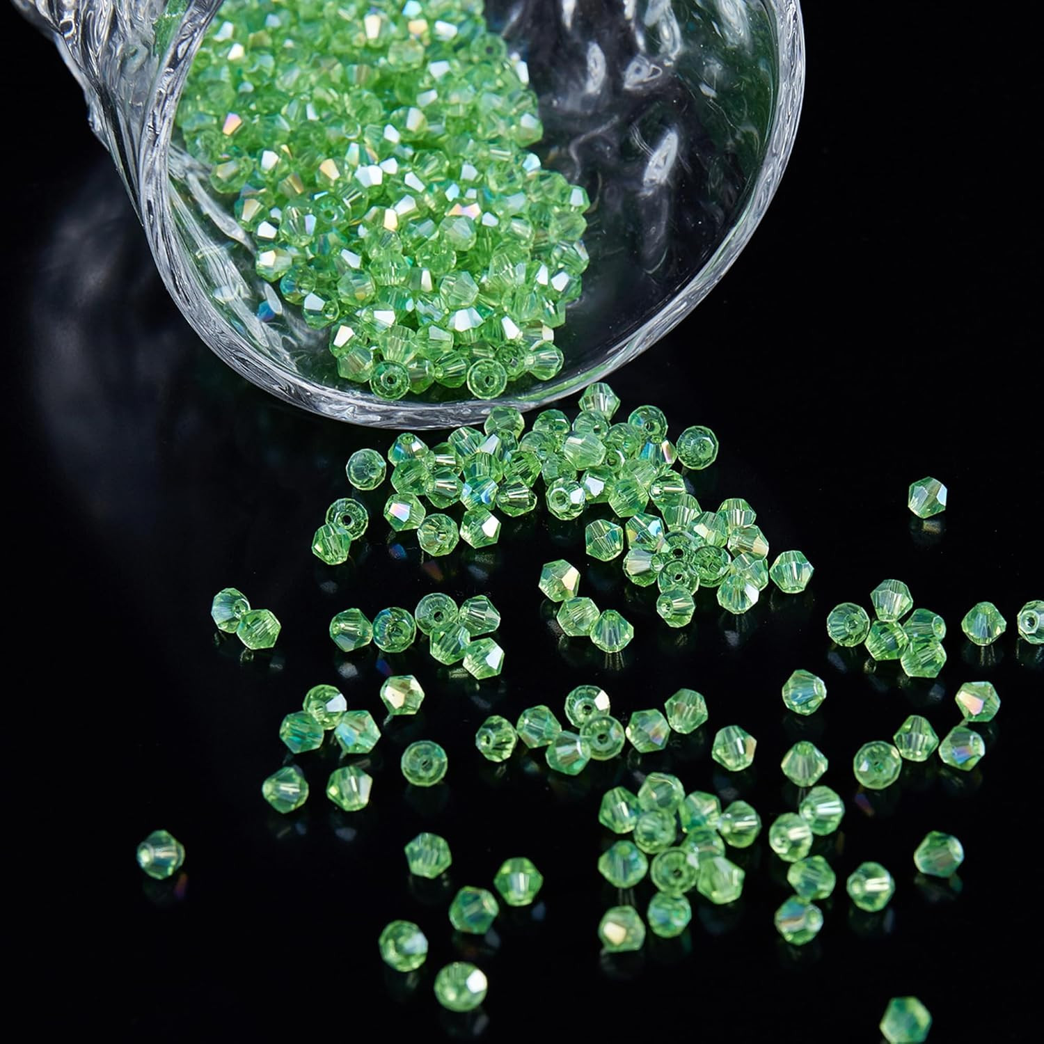 1100PCS 4mm Bicone Crystal Glass Beads for Jewelry Making, Sparkling Mini Beads