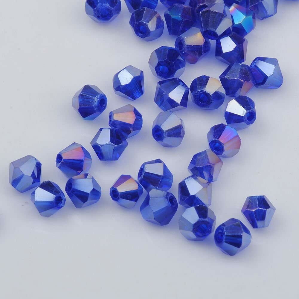 100 Bulk Beads Faceted Bicone Blue Wholesale Beads 4mm Lot Cone