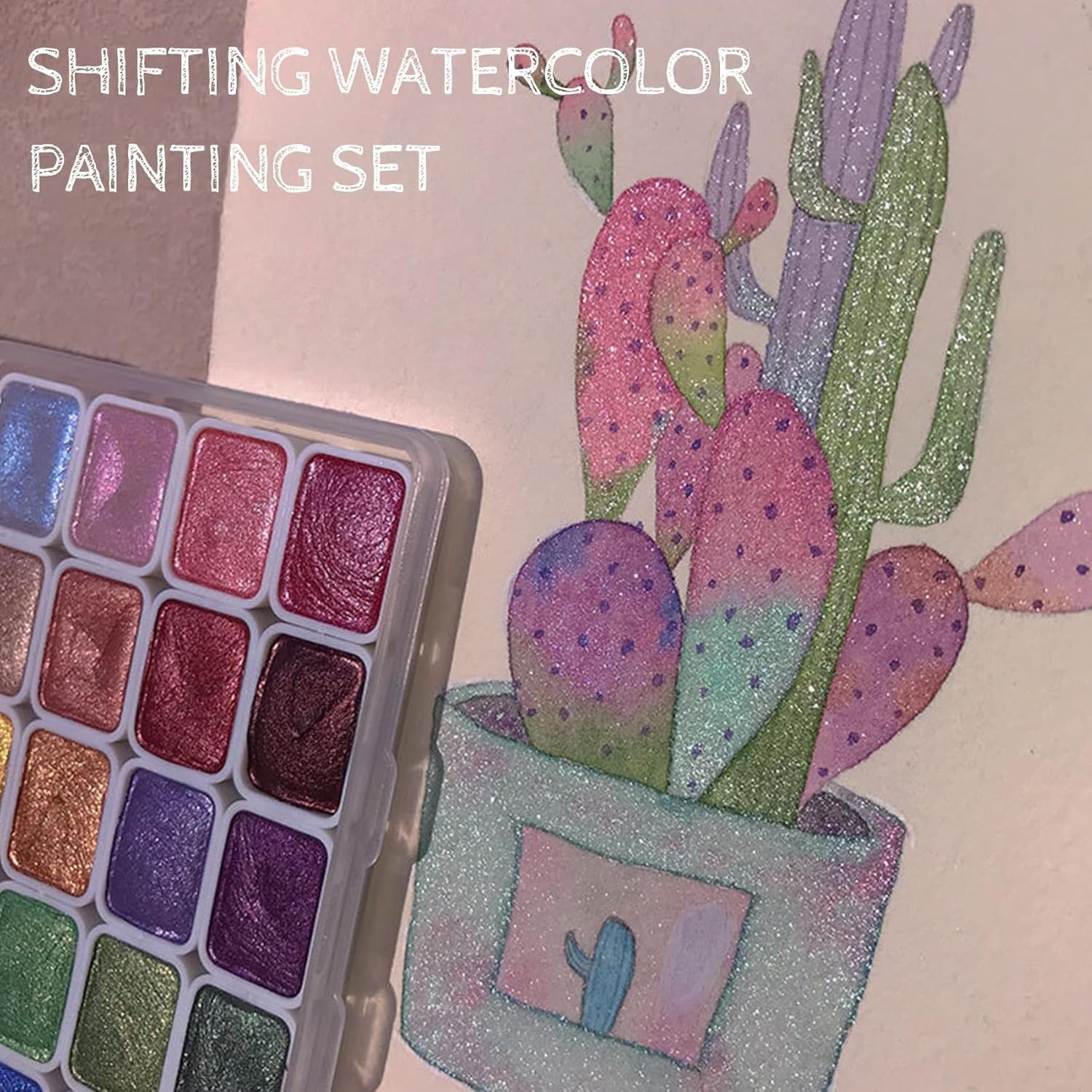 60 Colors Glitter Watercolor Set – Professional Wooden Box Art Paints APR