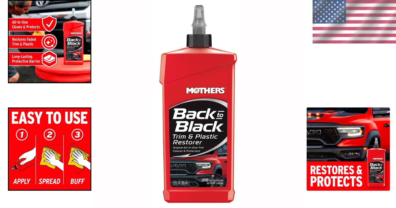 Trim Plastic Restorer 12 oz. Restores Faded Color Protects from UV Dirt