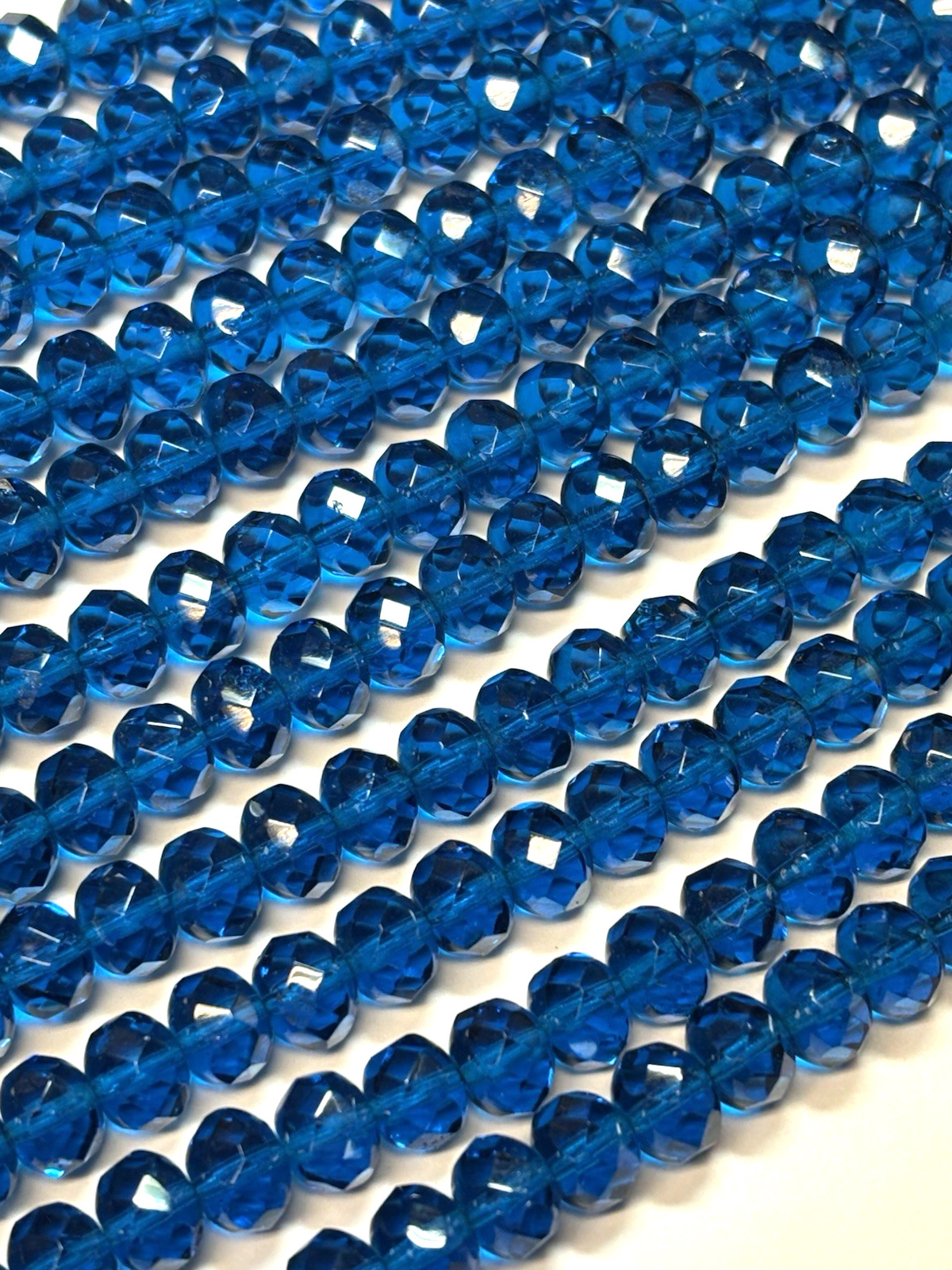 31 Deep Capri Blue Czech Glass Rondelle Beads 8x6mm