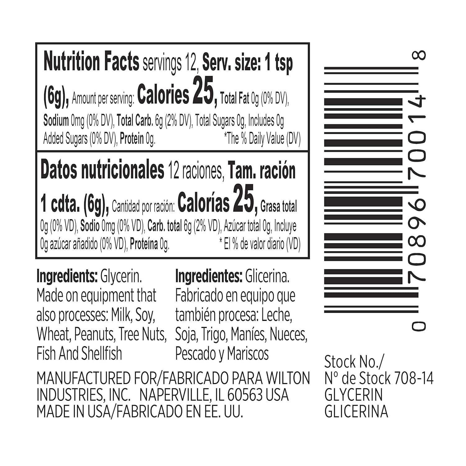 Wilton 2 oz Food-Grade Vegetable Glycerin, Restores Dried Icing & Softens 6 Pack