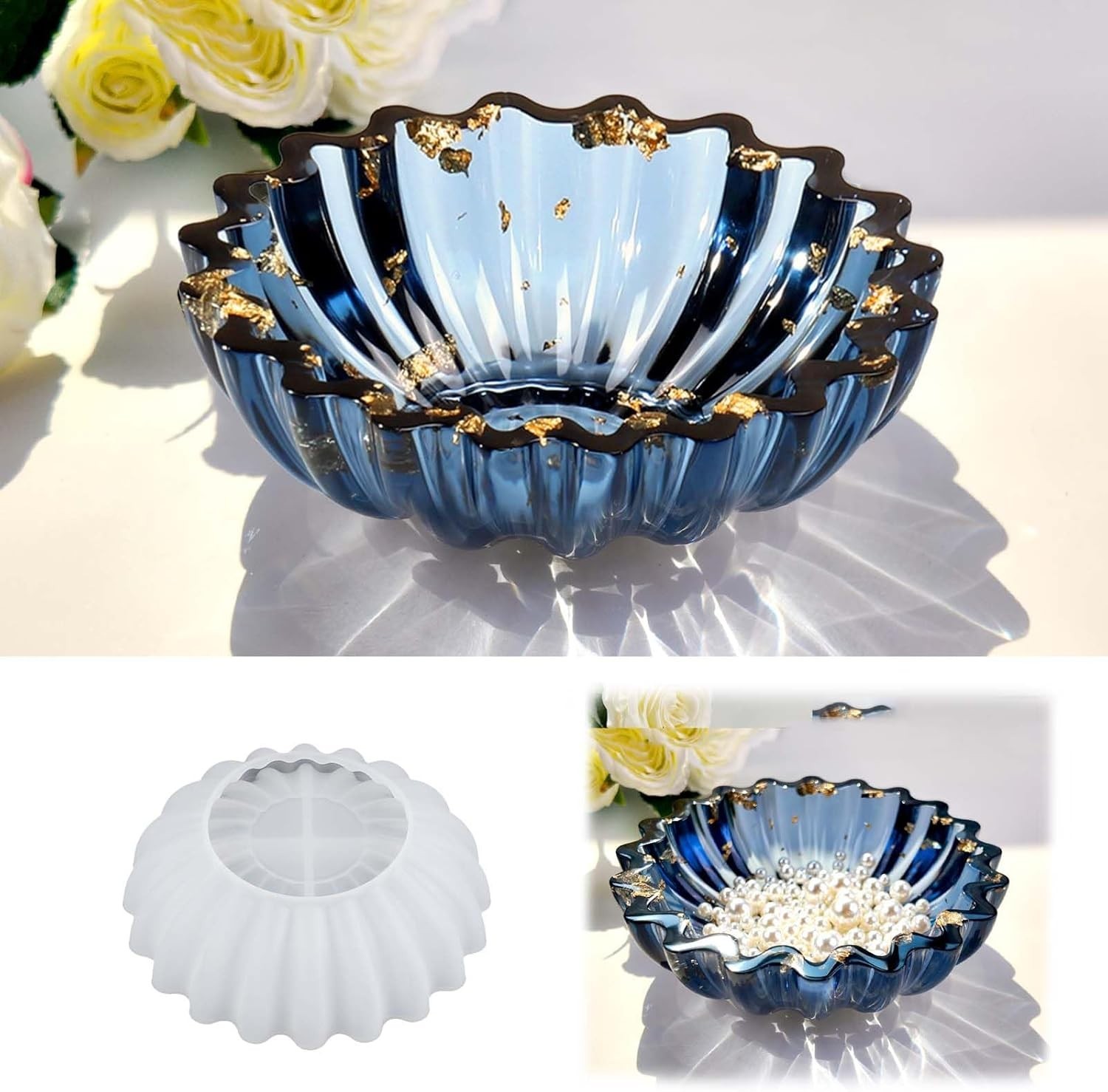 Resin Molds for Bowl, 5.24 x 1.65 inches Flower Tray Silicone Molds for Resin…
