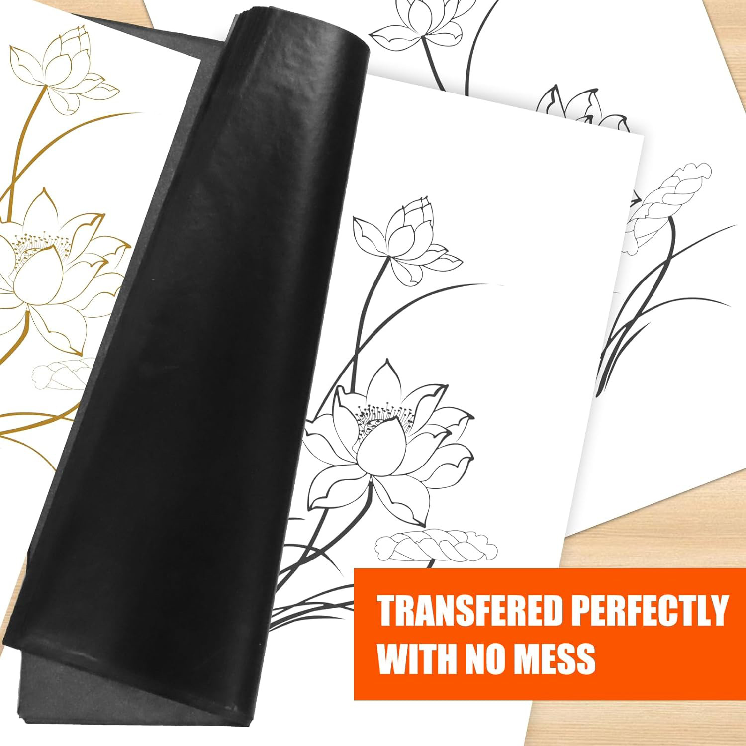 50 Sheets Carbon Paper Black Graphite Paper Transfer Tracing Paper and 5 Pieces