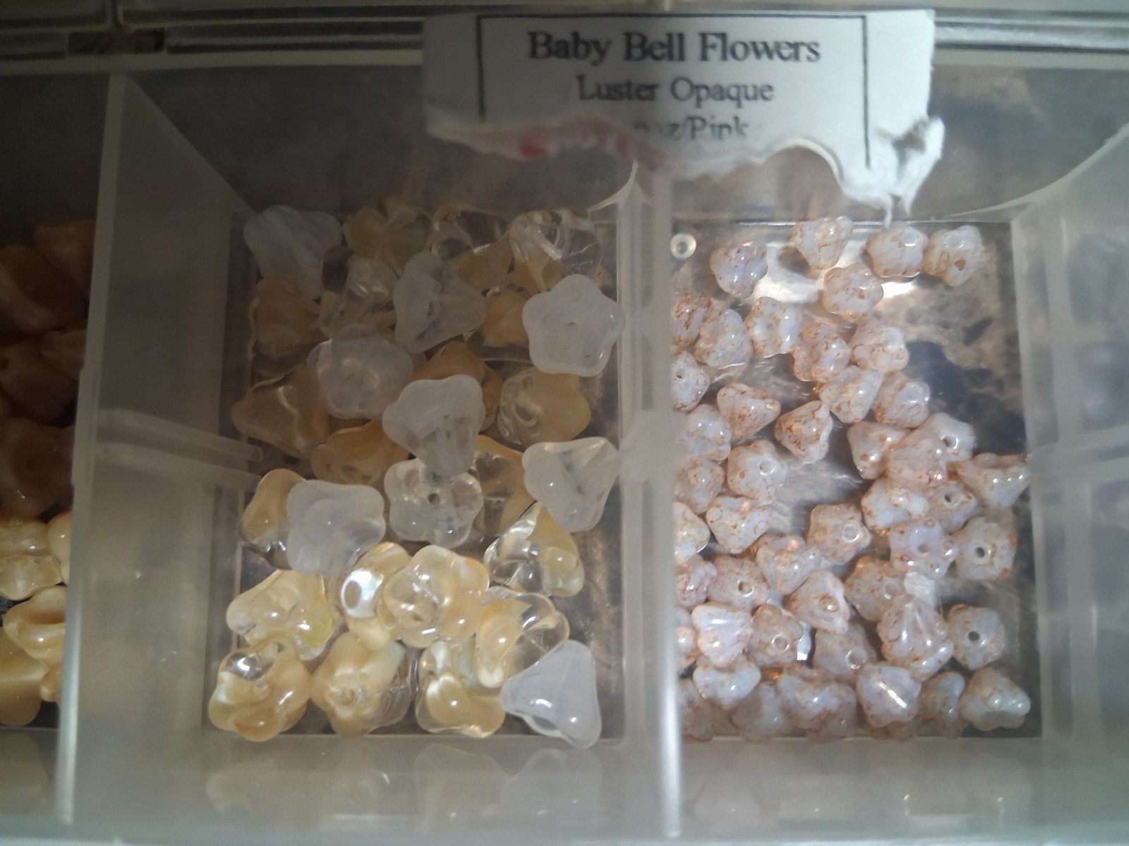Baby Bell Luster Opaque Glass Flower Beads Multicolor Mix Loose With Case