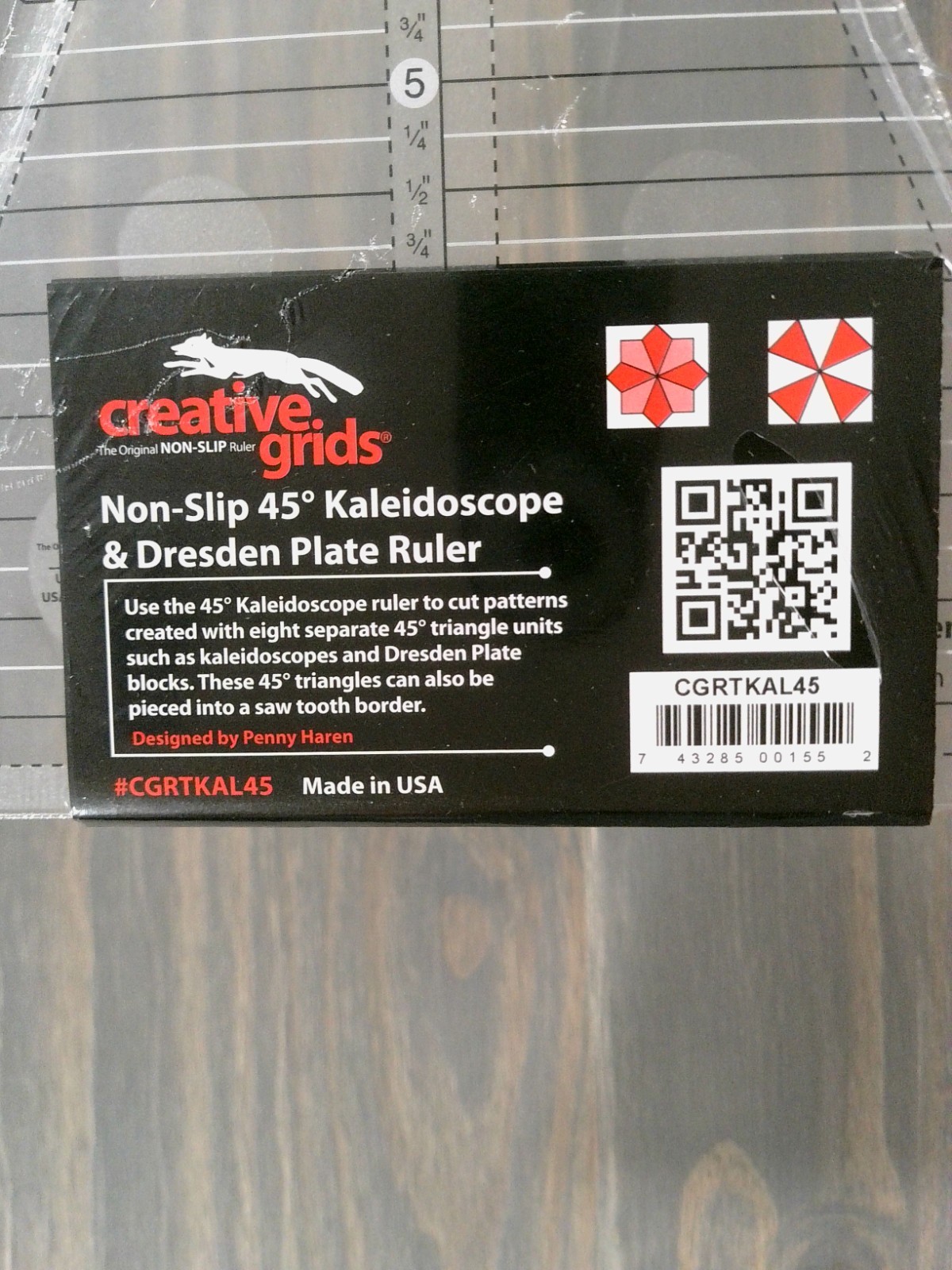 Creative Grids 45-degree Kaleidoscope and Dresden plate ruler #CGRTKAL45