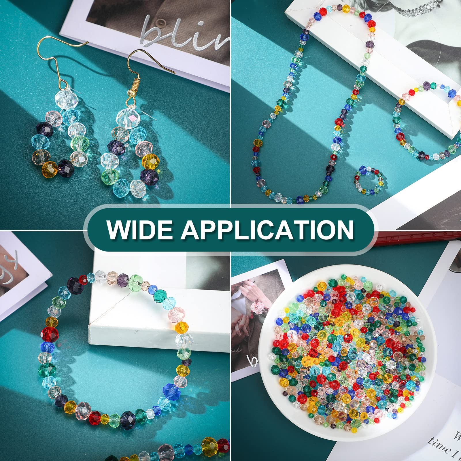 1000 Pcs Glass Beads Bulk Assorted Crystal Beads for Jewelry Making Colorful Fac