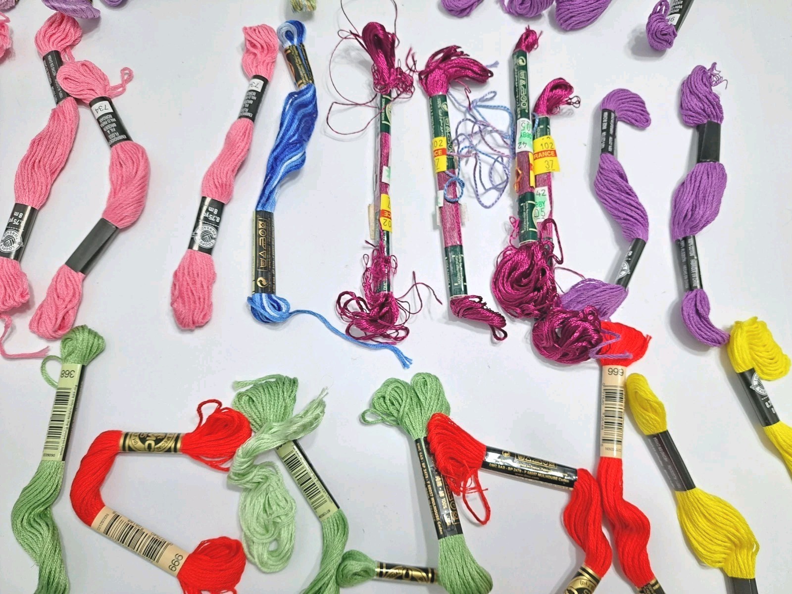 Lot of 50+ DMC Embroidery Loops & Thread Floss Assorted Colors