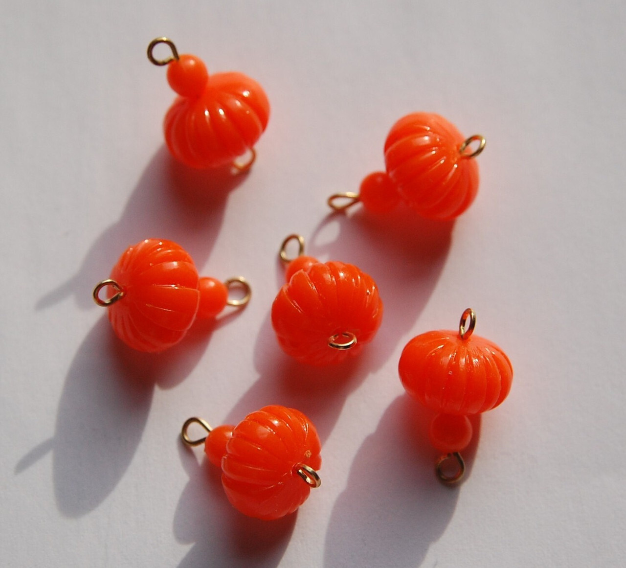 Vintage Orange Melon Bead Drops Connectors Japan bds022