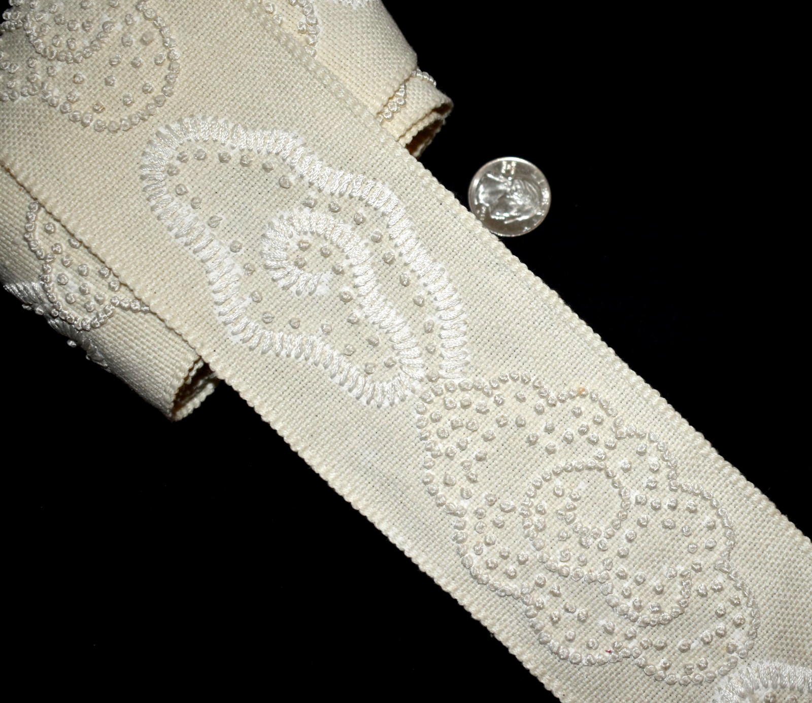 1.78yd Samuel & Son CHINA CLOUD Chantilly Cream 3″w EMBROIDERED BORDER TRIM Tape
