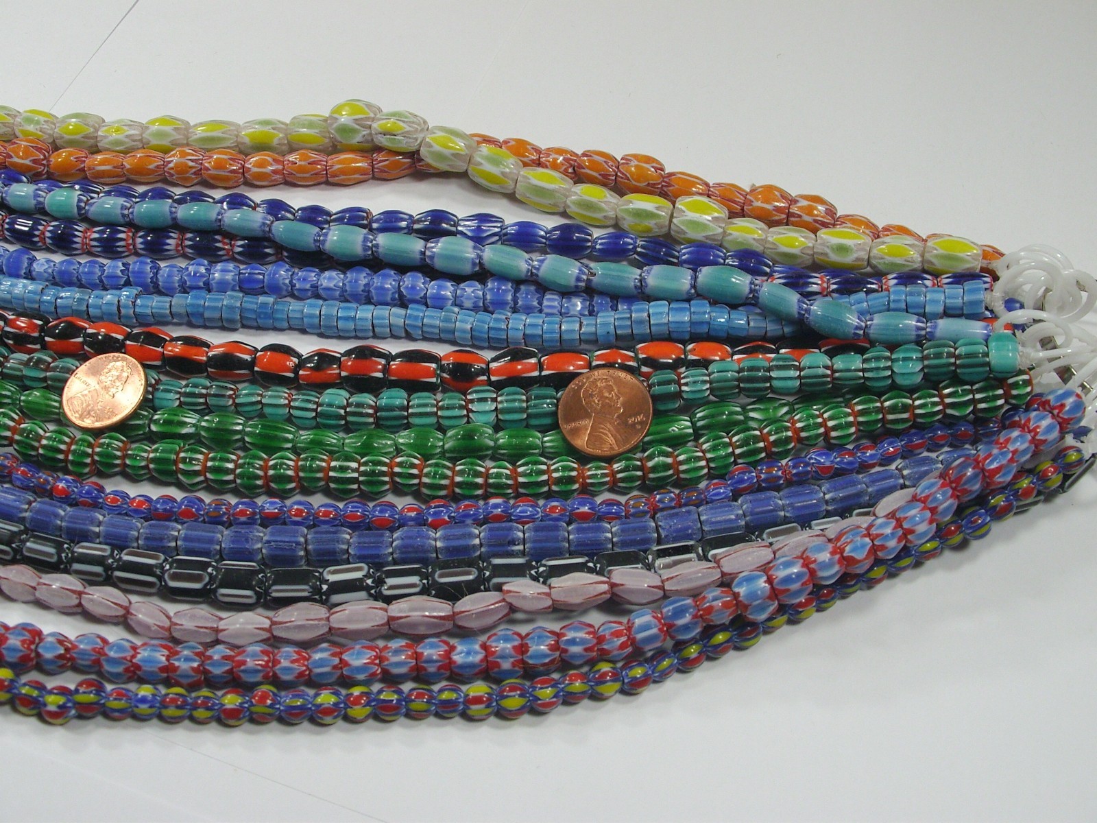 15 Strands 15″ Assorted India Handmade Chevron Glass Beads Bulk Lot (QZP-2)