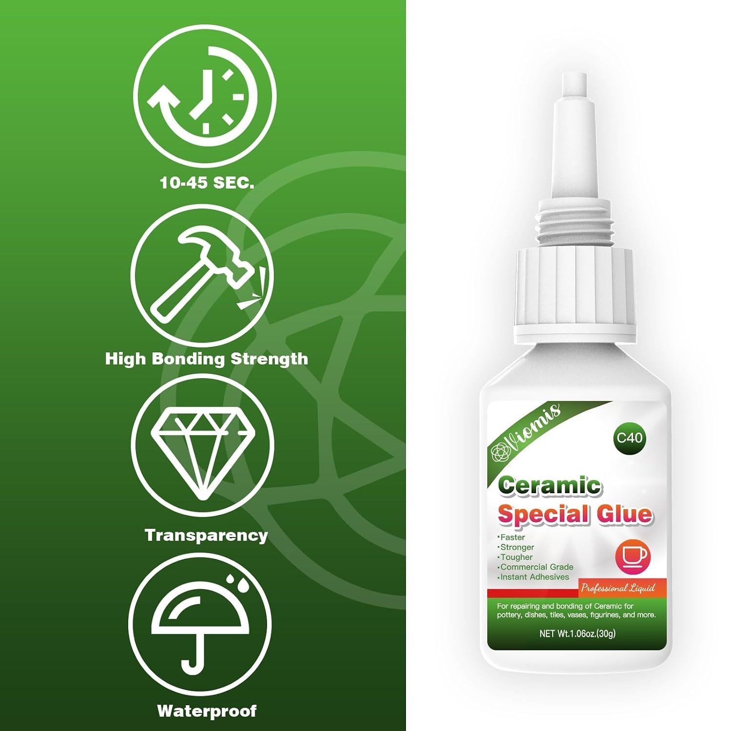 30ml High Viscosity Ceramic Glue – Waterproof Instant Repair for Dishes & Crafts