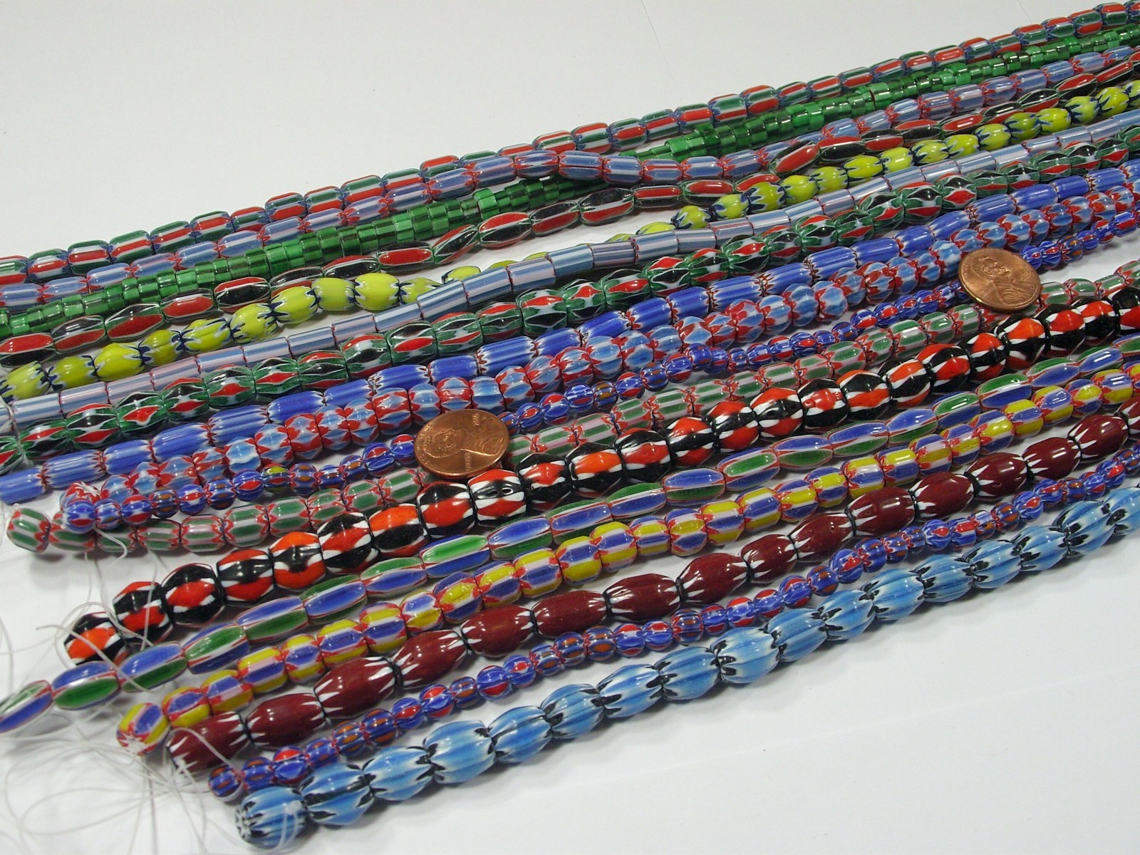15 Strands 15″ Assorted India Handmade Chevron Glass Beads Bulk Lot (QZP-7)
