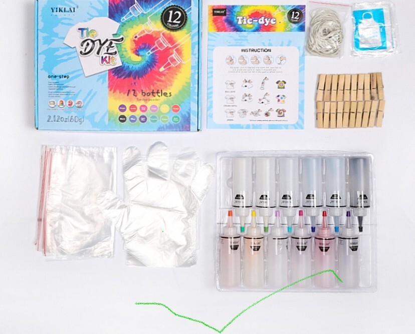Tie Dye Kit for Kids and Adults 12 Colors Funnel Guide Book Rubber Bands