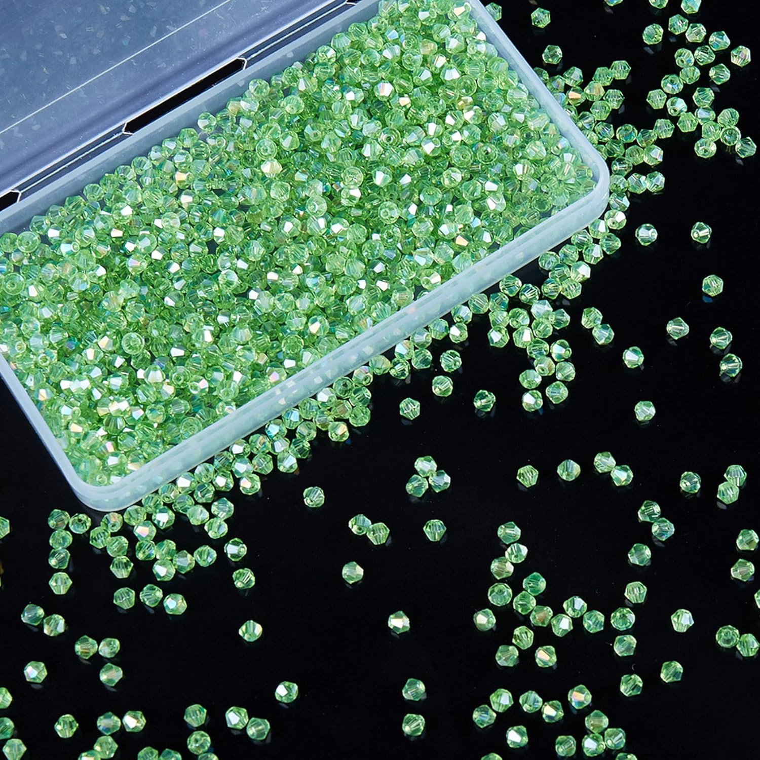 1100PCS 4mm Bicone Crystal Glass Beads for Jewelry Making, Sparkling Mini Beads