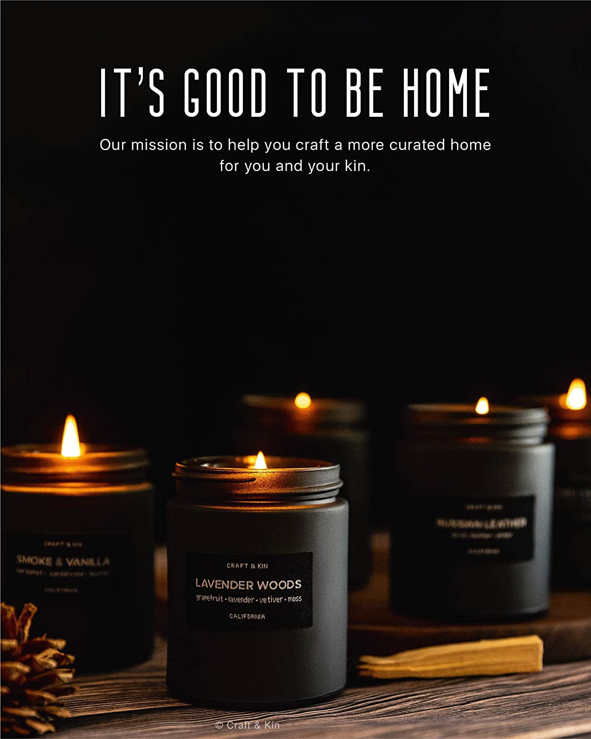 Premium Smoky Fireside Scented Candle – Long Lasting, 45 Hour Burn Time – 7.6 Oz
