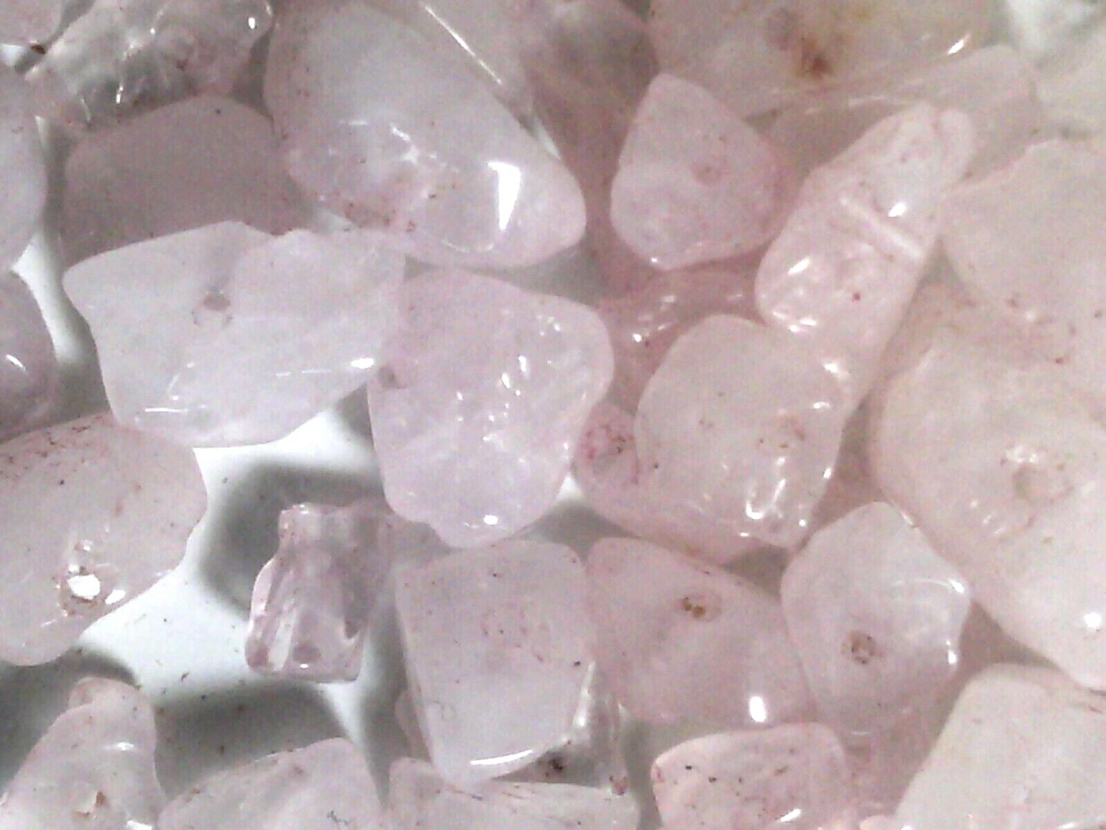 Vtg 235 grams Pale Pink Rose Quartz Chip Beads Sizes Vary JEWELRY #031312w LL