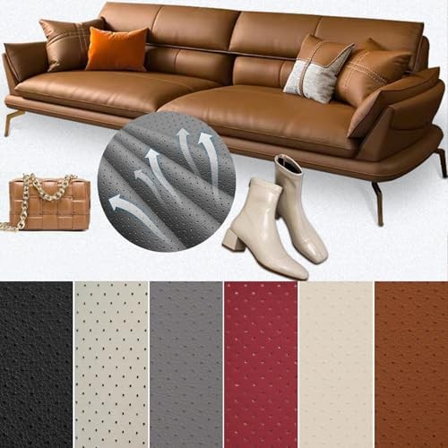 Leather Repair Patch Breathable Perforated Adhesive Self 17.7×39.4″ Beige 1.0