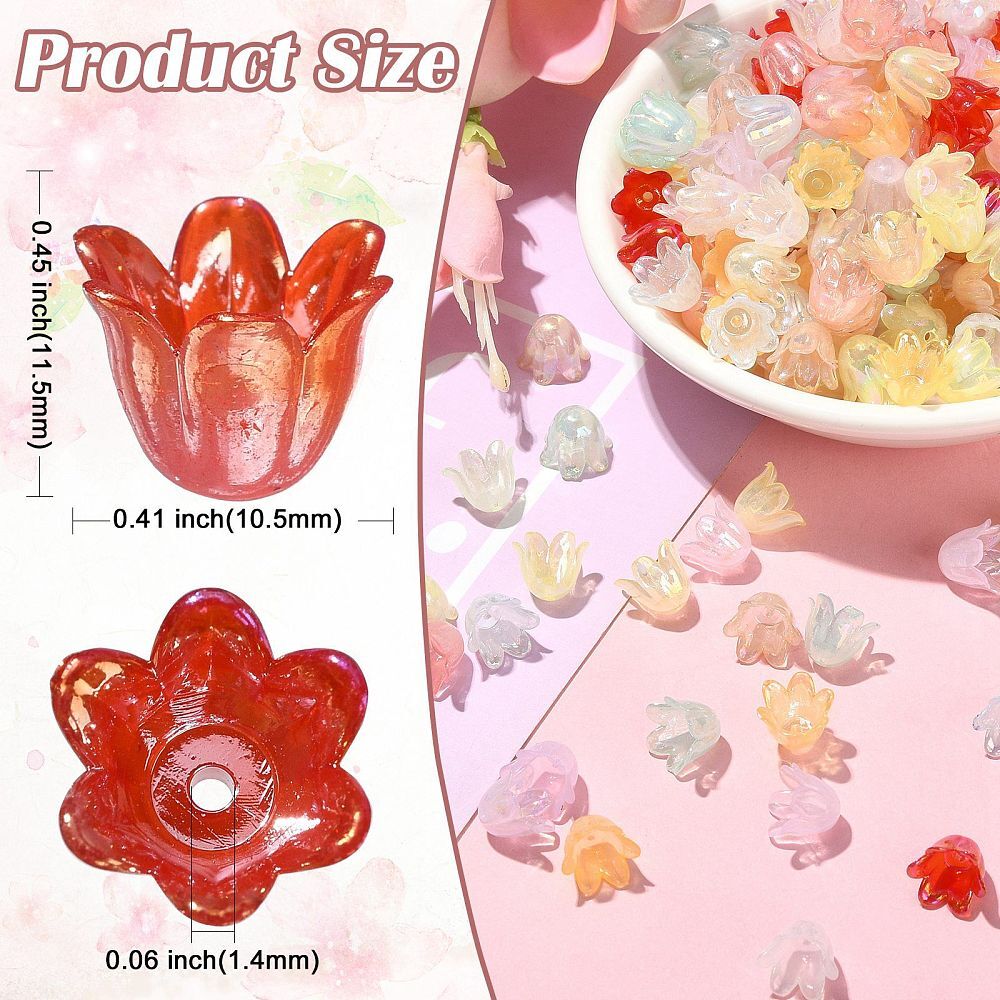 300x Acrylic Bead End Caps Flower Loose Beads Spacer for Jewelry Making DIY