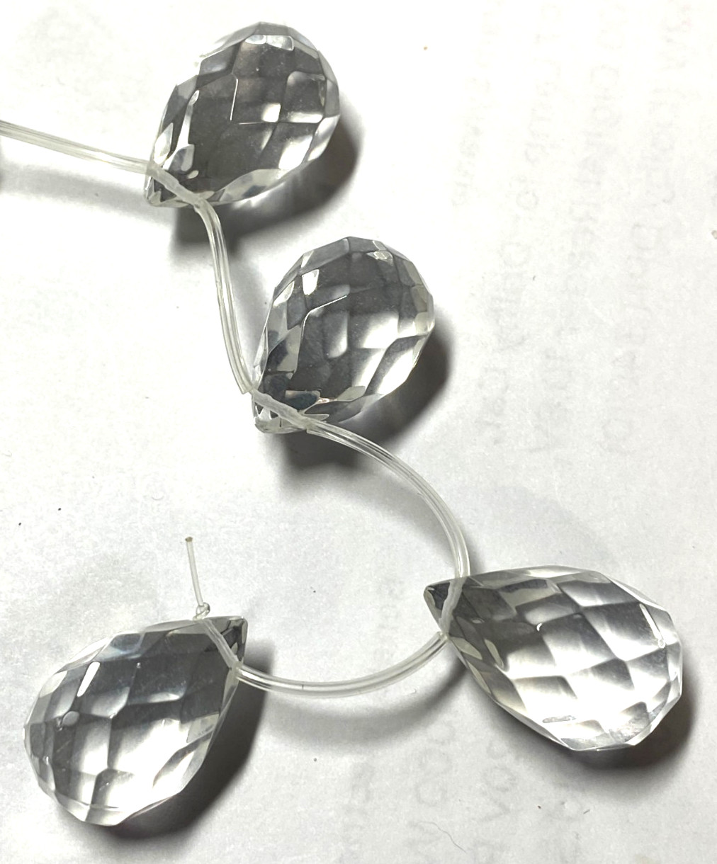 Faceted Briolette Teardrop beads 20mm to 30mm