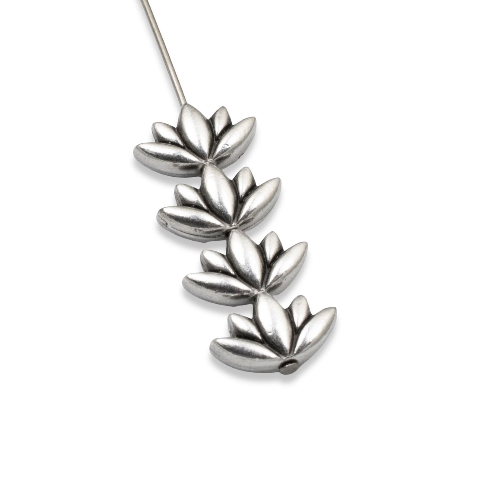 Silver Lotus Flower Beads, 4-Pack for Spiritual DIY Jewelry & Meditation Crafts