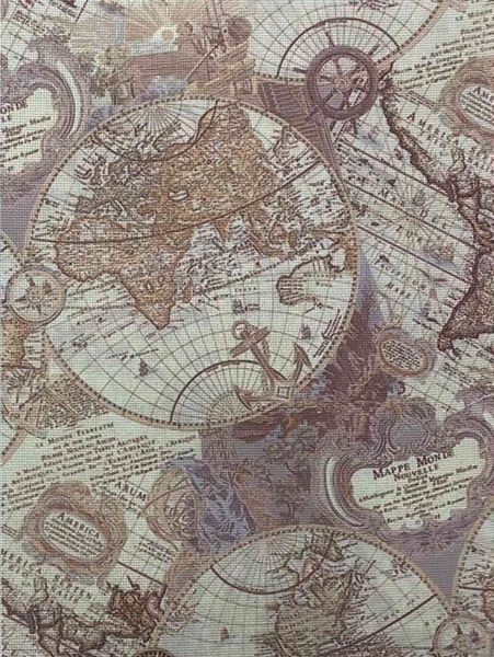 Antique Atlas Designer Printed AIDA Fabric. Canvas for embroidery with an app…