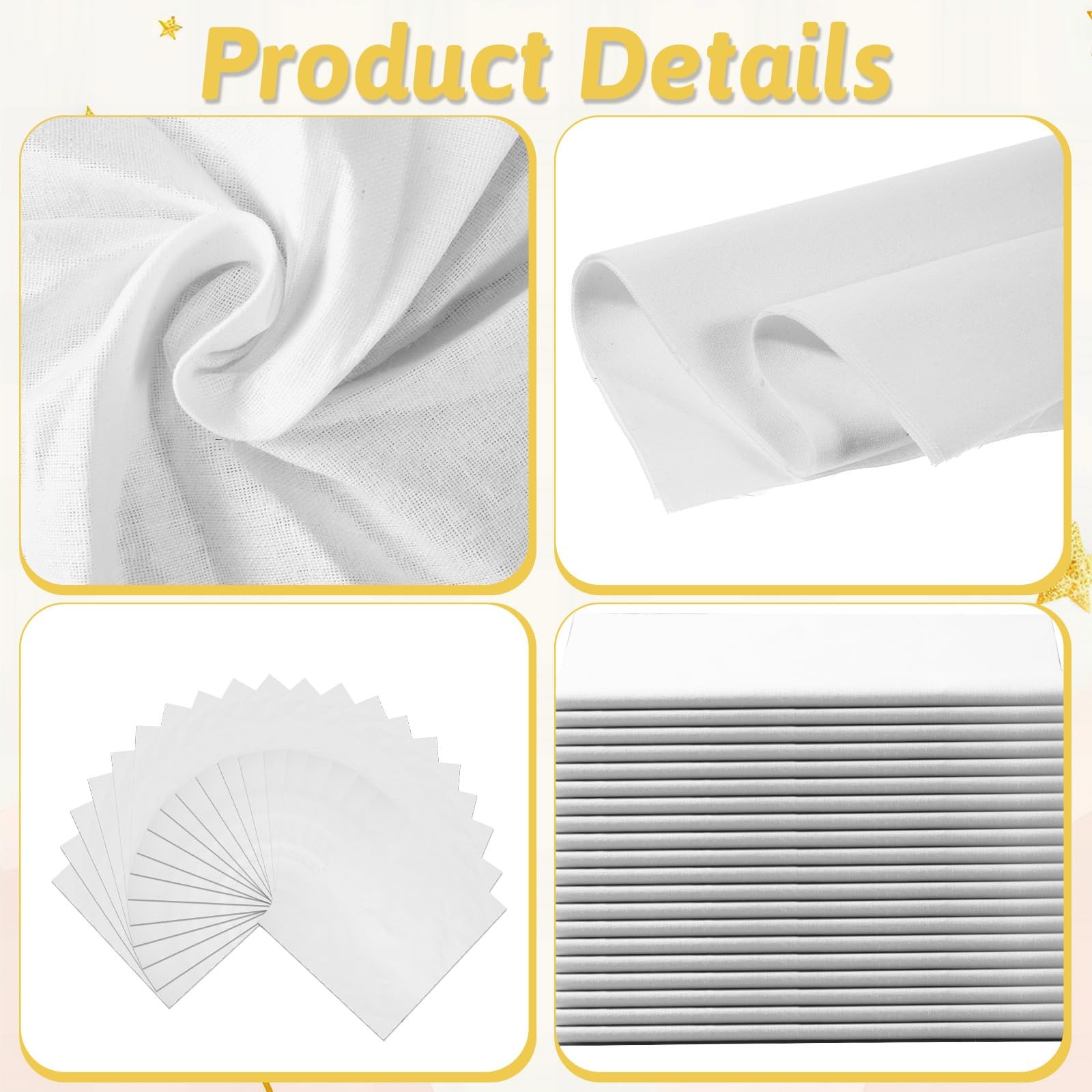 20 Pack 10×10 Inch White Cotton Fabric Squares Precut Quilting Fabric