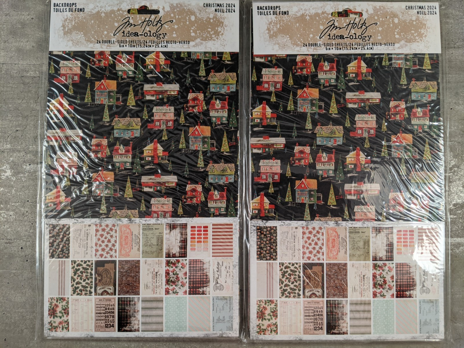 Tim Holtz Idea-Ology CHRISTMAS 2024 Backdrops Scrapbook Paper 2 PACKAGES