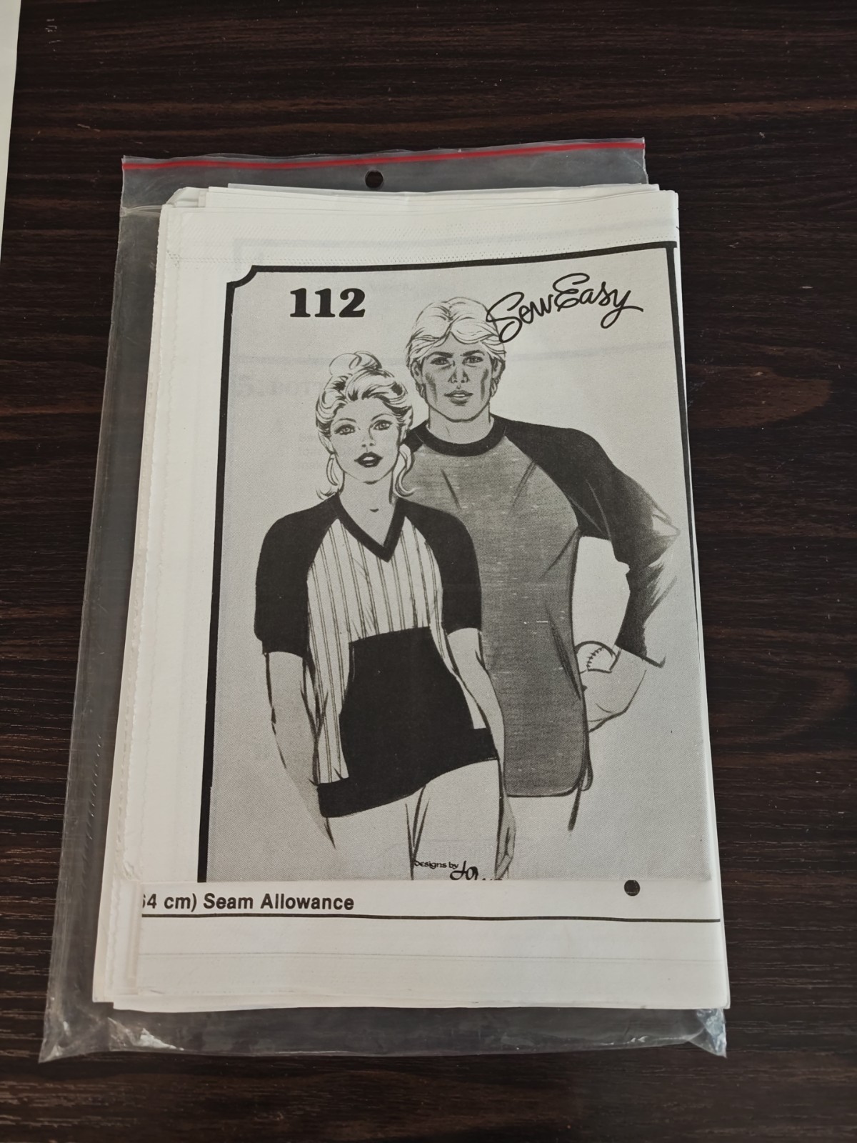 Sew Easy Pattern #112, Unisex Adult Baseball Shirt, Sz S-XL, By Jo Lyn, VTG 80s