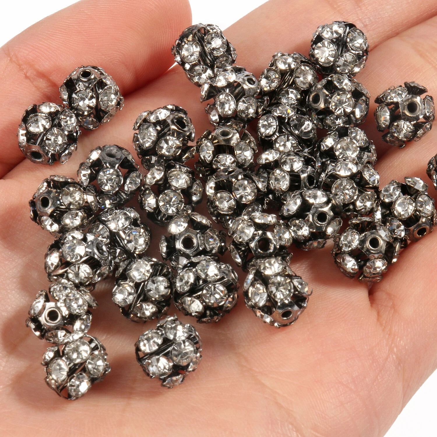 50pcs Rhinestone Beads Crystal Loose Spacer Round Jewelry Making 6mm 8mm 10mm