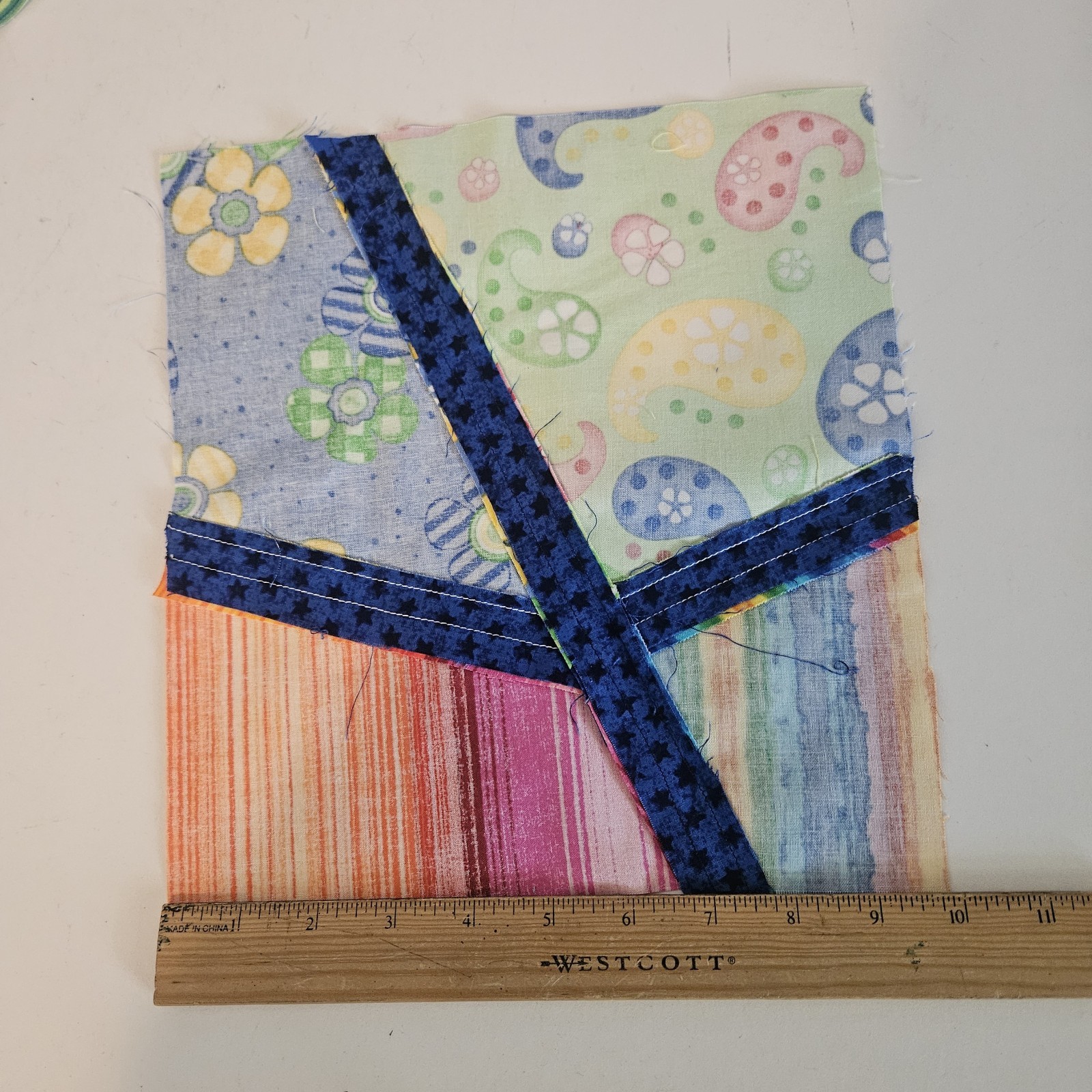 65 VTG Modern Improv Abstract Cotton Quilt Blocks & Pieces Bright Colors 11×11