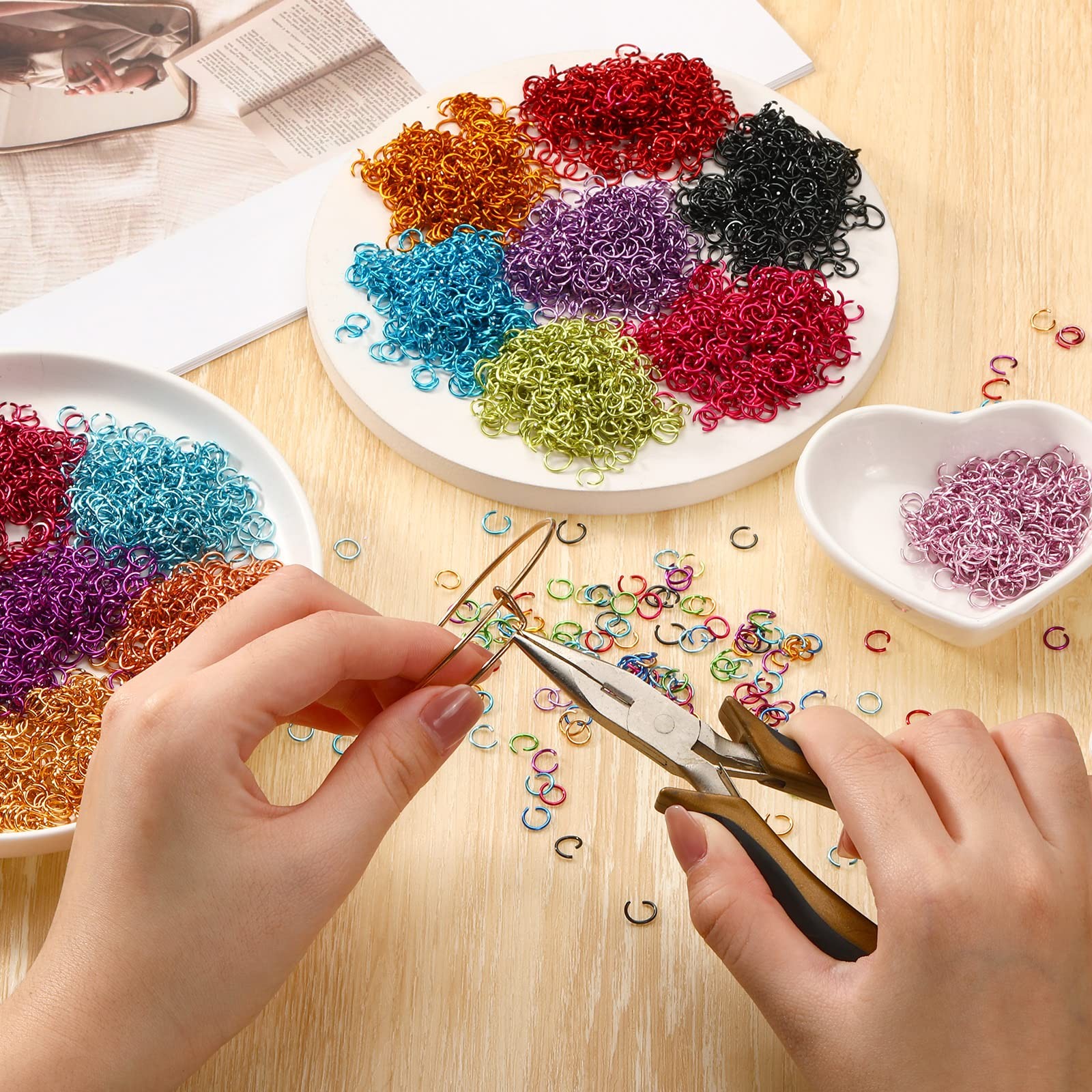 7800 Pieces Chainmail Jump Rings 26 Colors 6mm Open Aluminum Colored Yellow