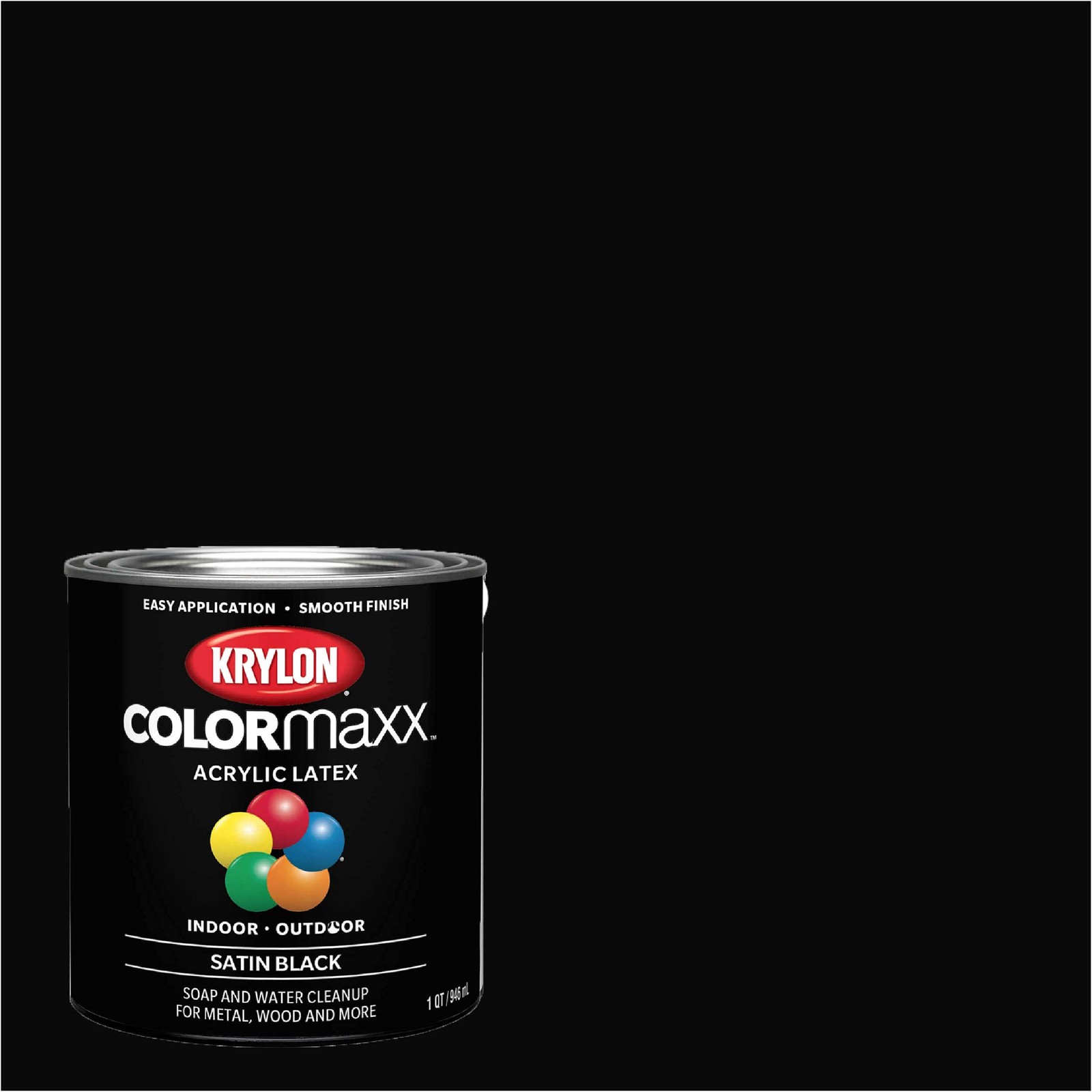 Krylon® COLORmaxx™ Brush-On, Satin, Black, 1/2 Pint 8 Fl Oz (Pack of 1), Black