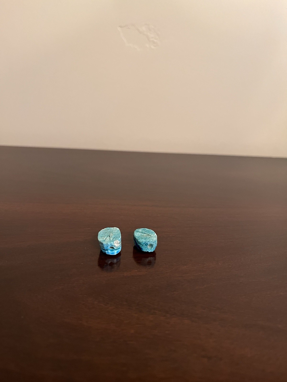 Pair of Egyptian Scarab Beads, 1/2” X 3/4”