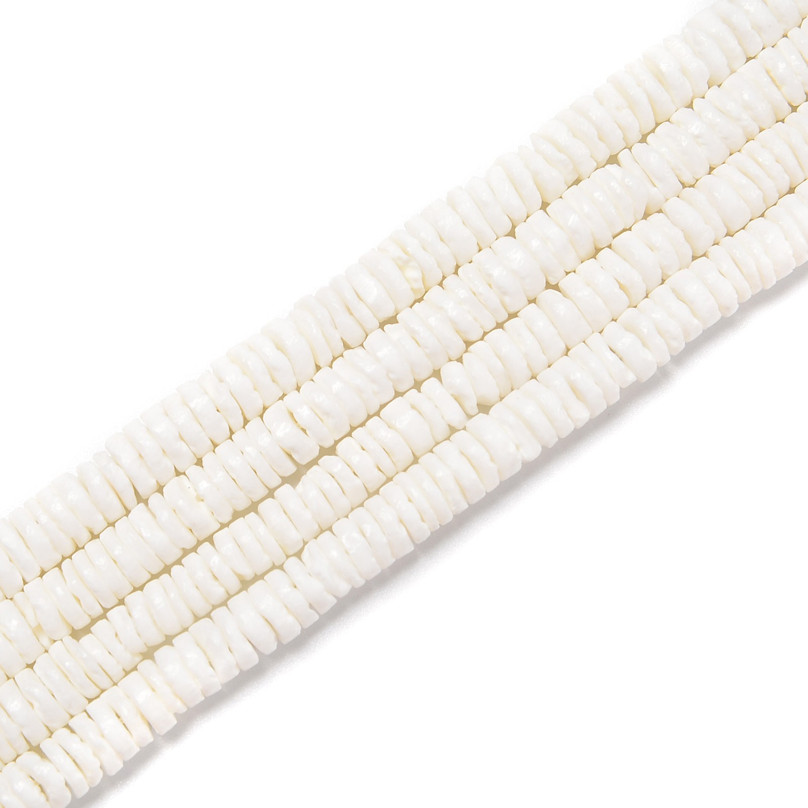 White Shell Heishi Disc Beads Size 2x6mm 15.5” Strand (2x6mm)