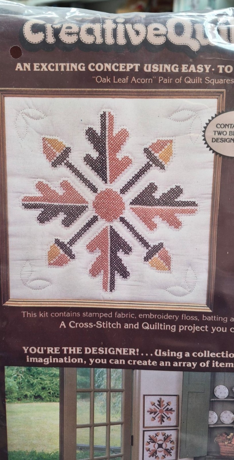 Paragon Creative Quilting Squares Kit Oak Leaf Acorn Cross Stitch Needle Craft