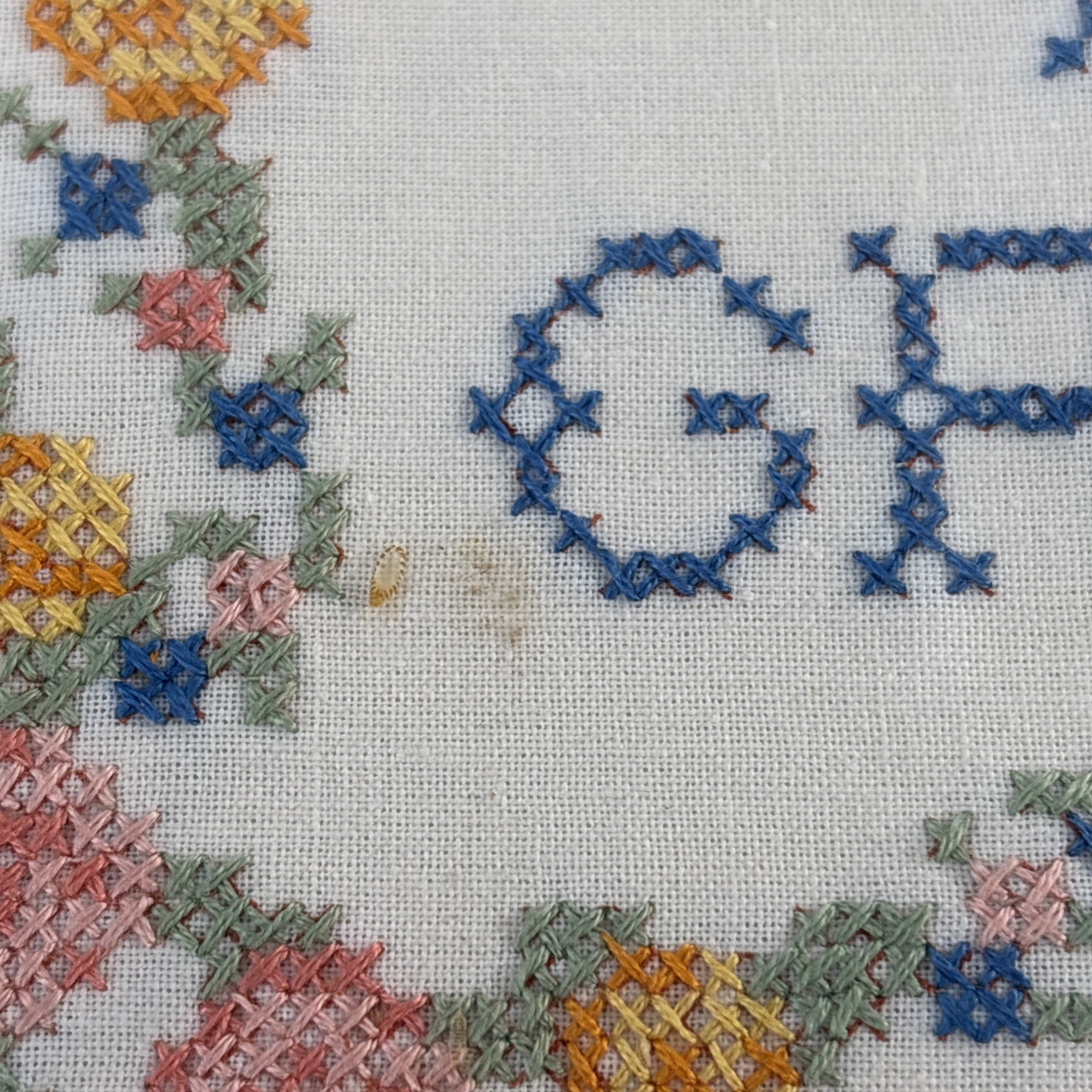 Vintage There’s No Place Like Grandmas Home Finished Framed Cross Stitch As Is