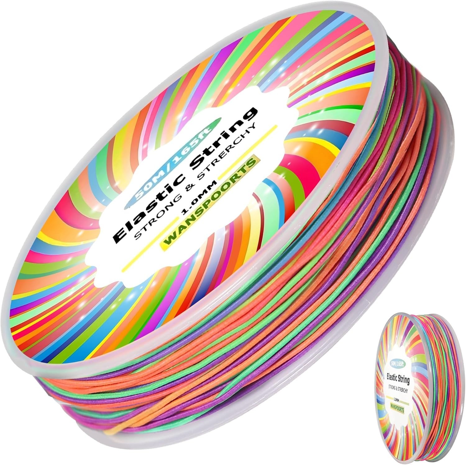 1mm 165ft Rainbow Stretchy Bracelet String, Sturdy Gradient Color Elastic String